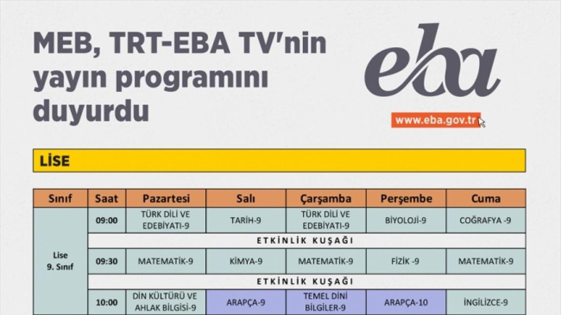 TRT EBA TV frekansları belli oldu...